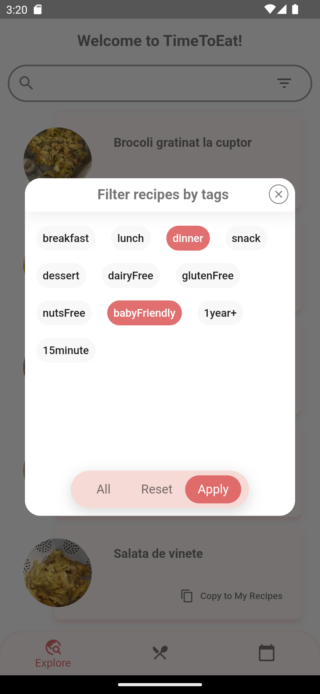 Filter recipes