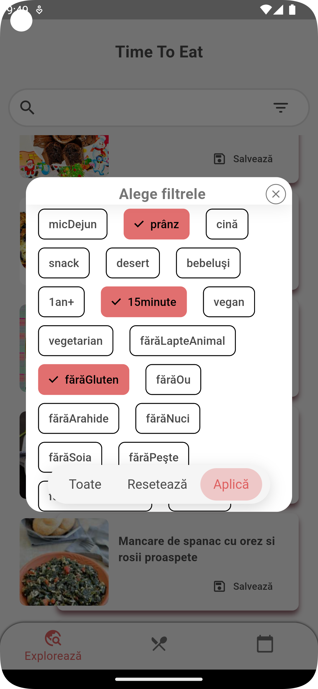 Filter recipes